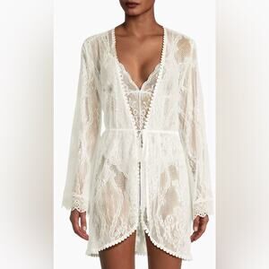 In Bloom Magnolia Lace Robe White Size XL